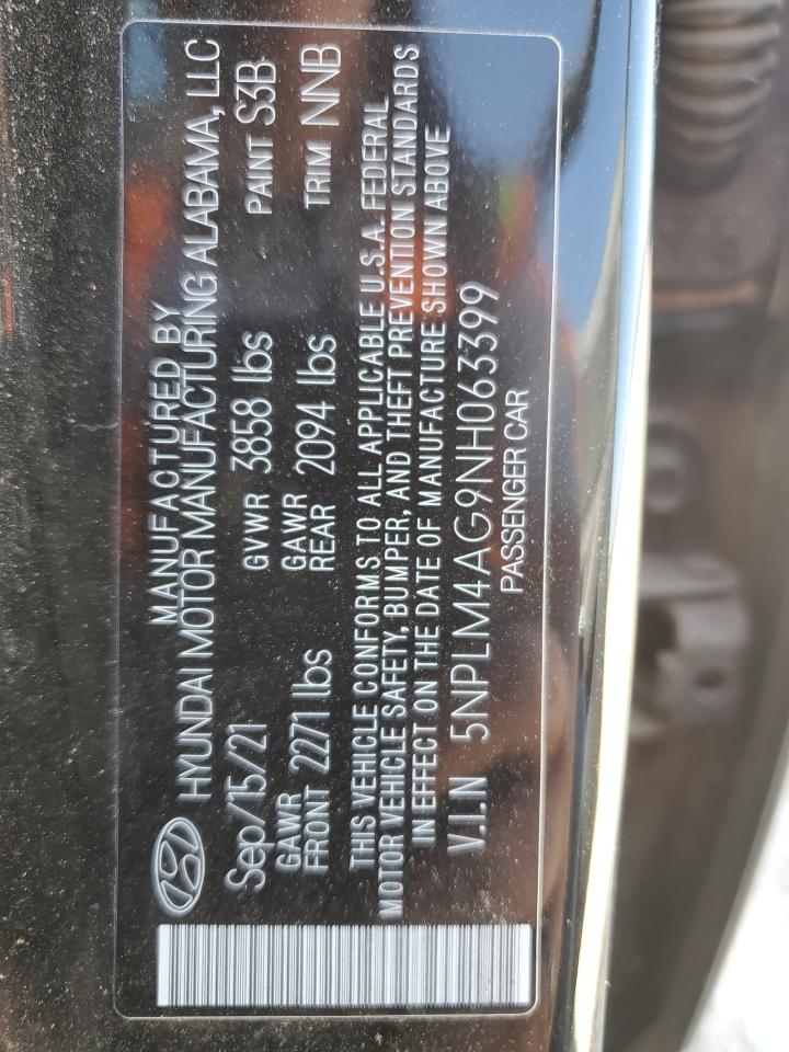 2022 HYUNDAI ELANTRA SEL VIN:5NPLM4AG9NH063399