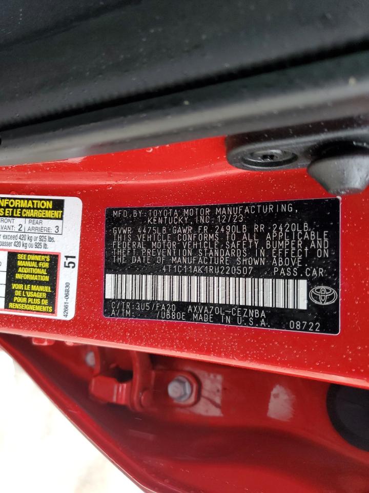 2024 TOYOTA CAMRY LE VIN:4T1C11AK1RU220507