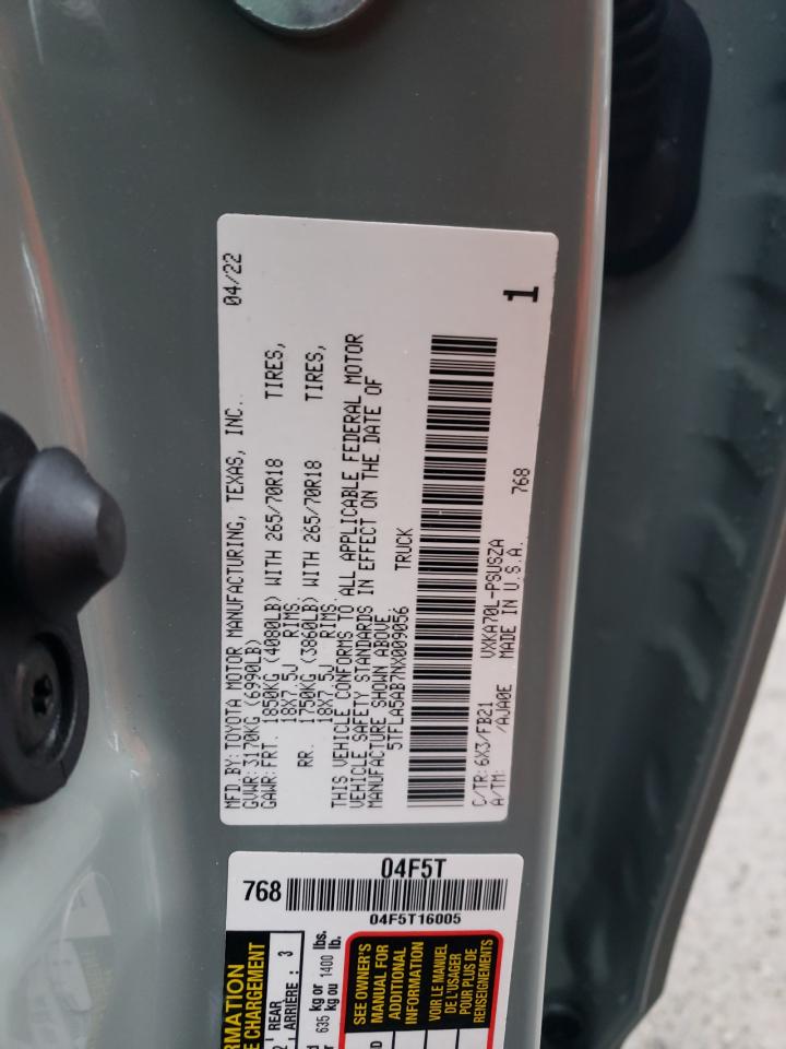 2022 TOYOTA TUNDRA CREWMAX SR VIN:5TFLA5AB7NX009056