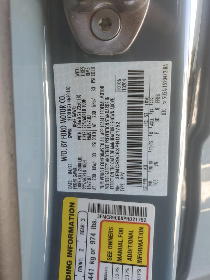 2023 FORD BRONCO SPORT OUTER BANKS VIN:3FMCR9C6XPRD21752