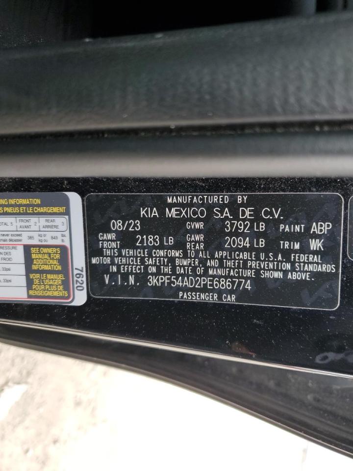 2023 KIA FORTE GT LINE VIN:3KPF54AD2PE686774