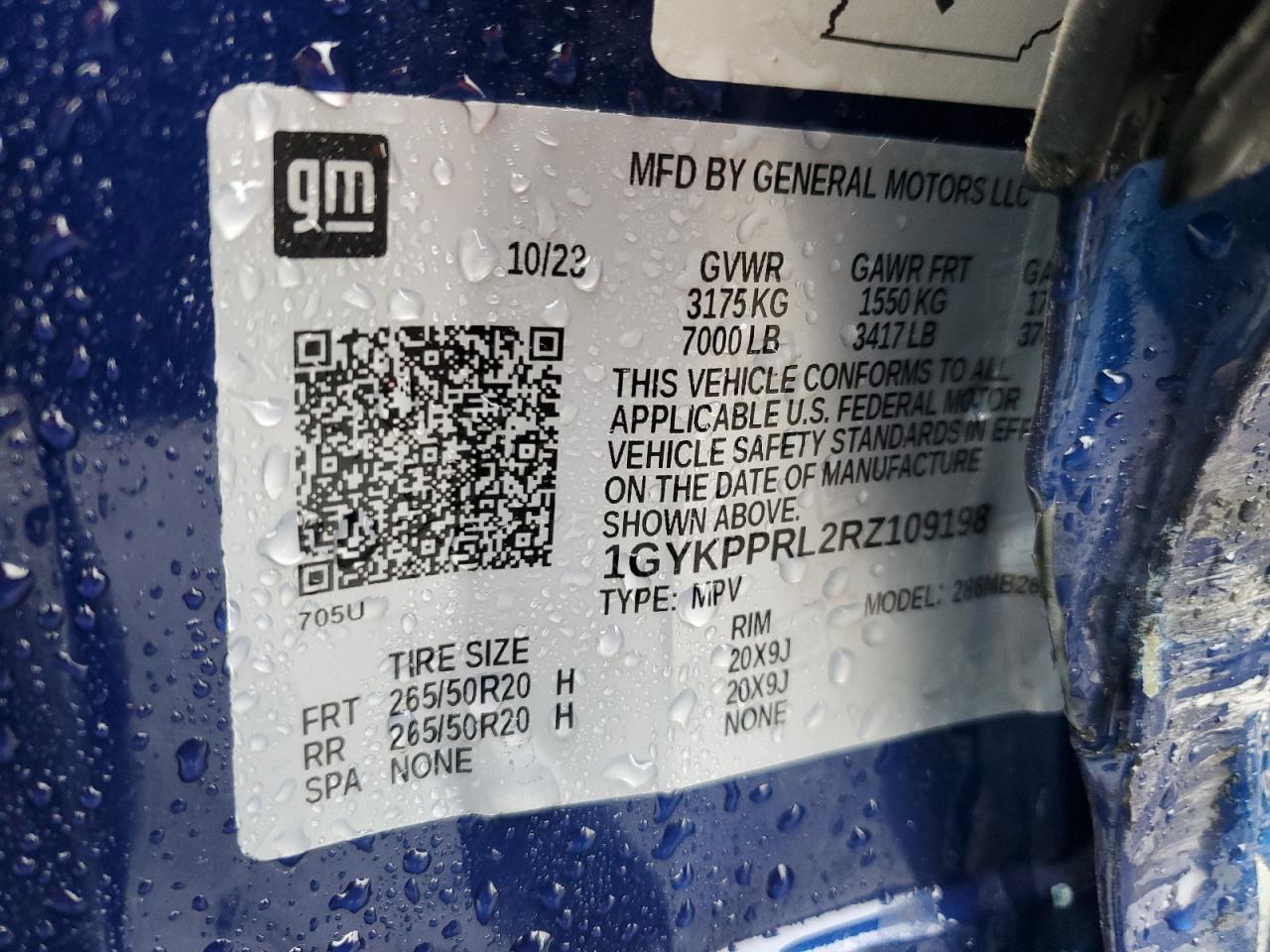 2024 CADILLAC LYRIQ LUXURY VIN:1GYKPPRL2RZ109198