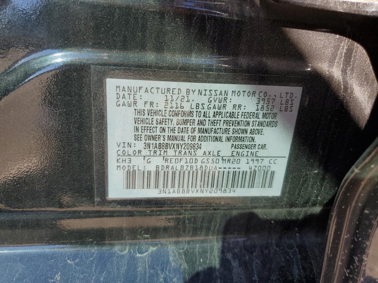 2022 NISSAN SENTRA S VIN:3N1AB8BVXNY209834