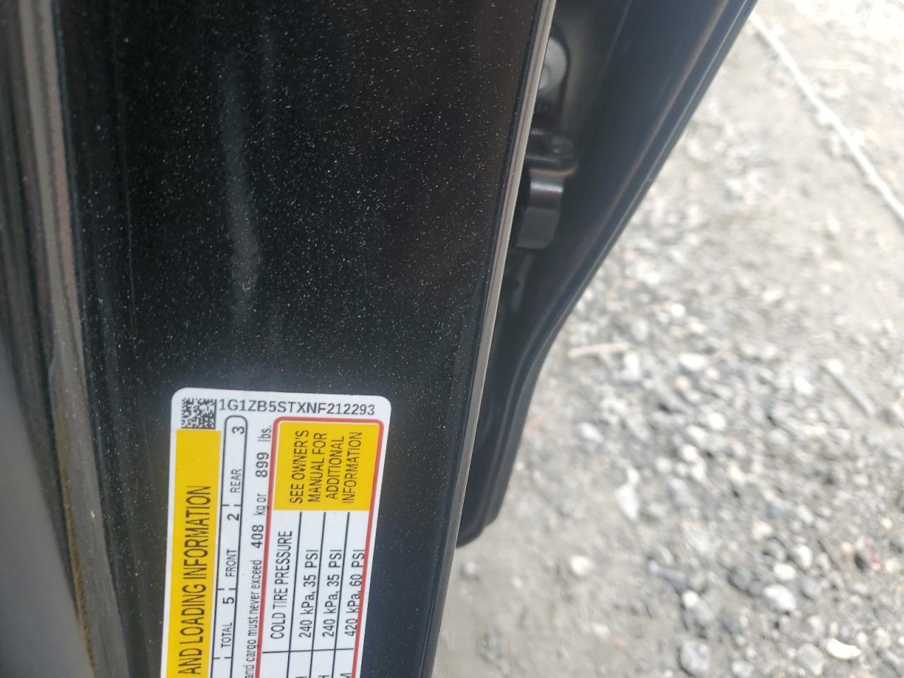 2022 CHEVROLET MALIBU LS VIN:1G1ZB5STXNF212293