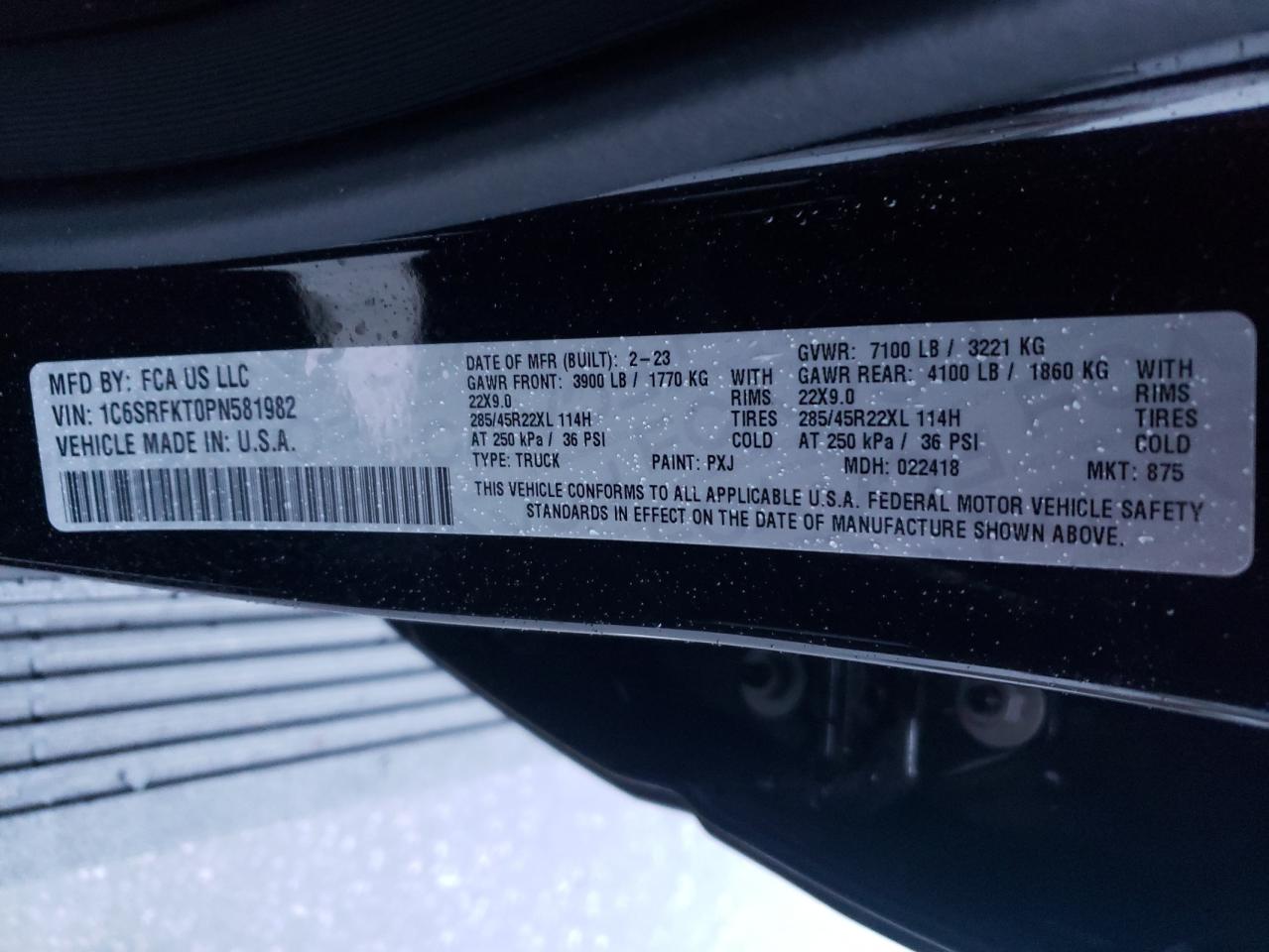 2023 RAM 1500 LONGHORN VIN:1C6SRFKT0PN581982