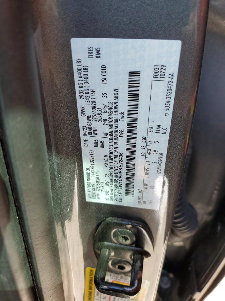 2023 FORD F150 SUPERCREW VIN:1FTEW1CP6PKE22436