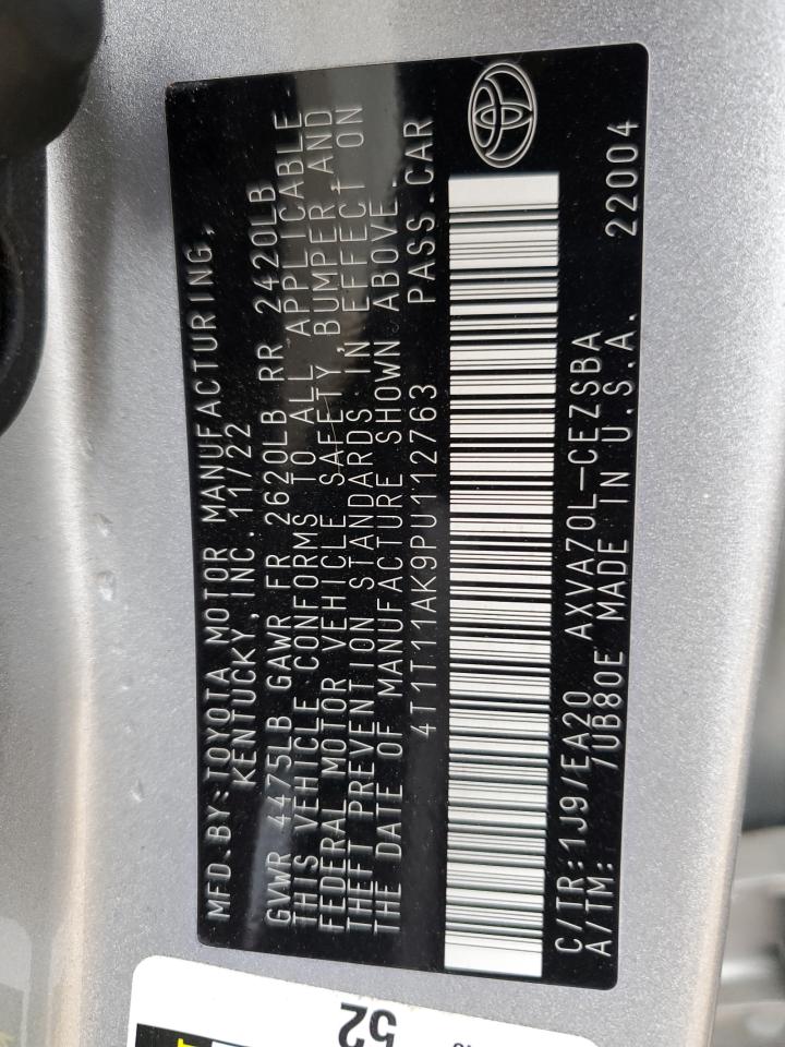 2023 TOYOTA CAMRY SE NIGHT SHADE VIN:4T1T11AK9PU112763