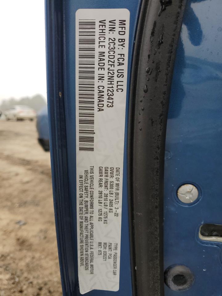 2022 DODGE CHALLENGER R/T SCAT PACK VIN:2C3CDZFJ2NH123473