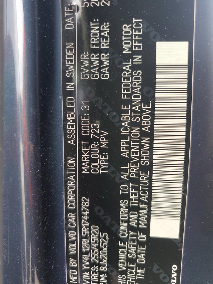 2024 VOLVO XC60 PLUS VIN:YV4L12RL5R1744782