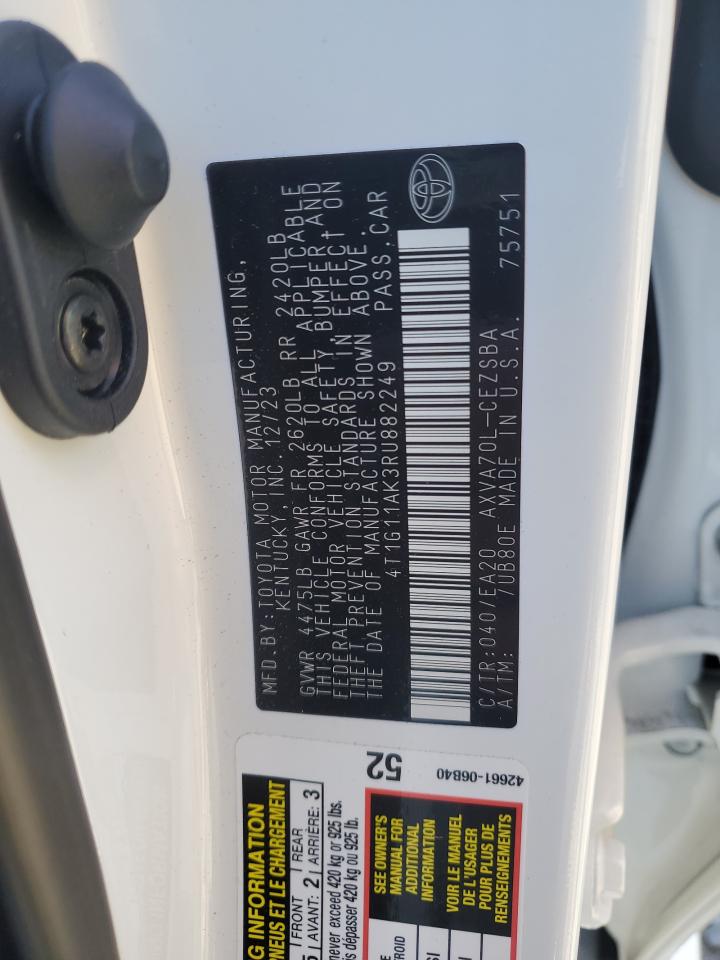 2024 TOYOTA CAMRY SE NIGHT SHADE VIN:4T1G11AK3RU882249