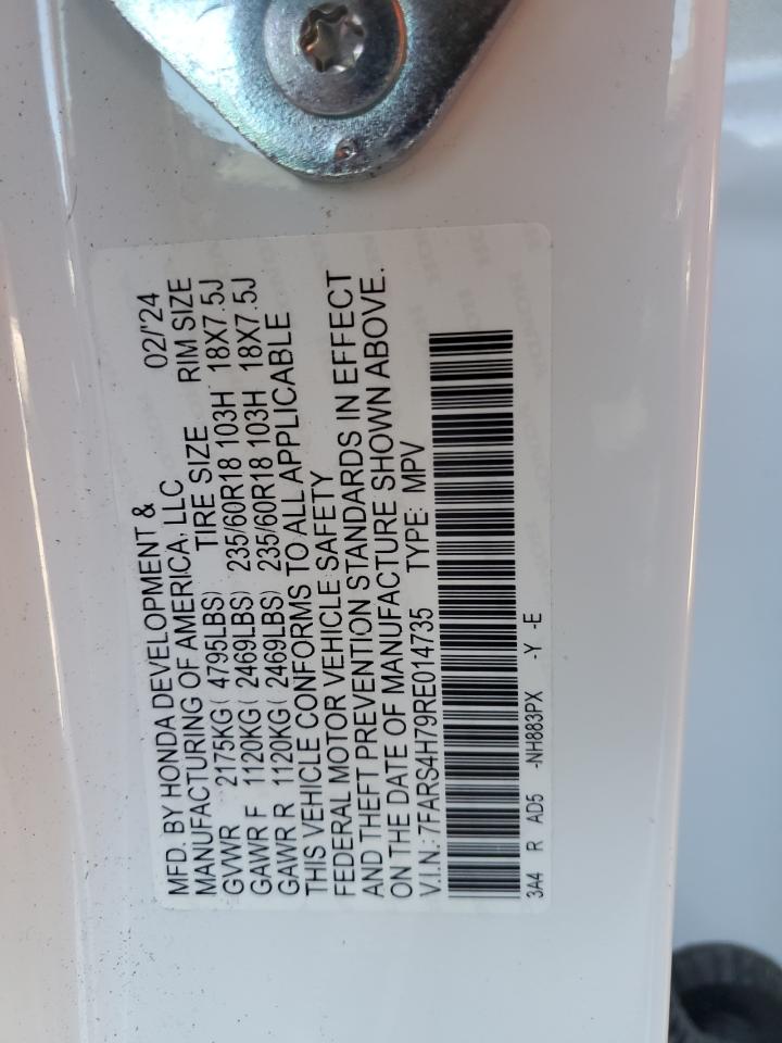 2024 HONDA CR-V EXL VIN:7FARS4H79RE014735