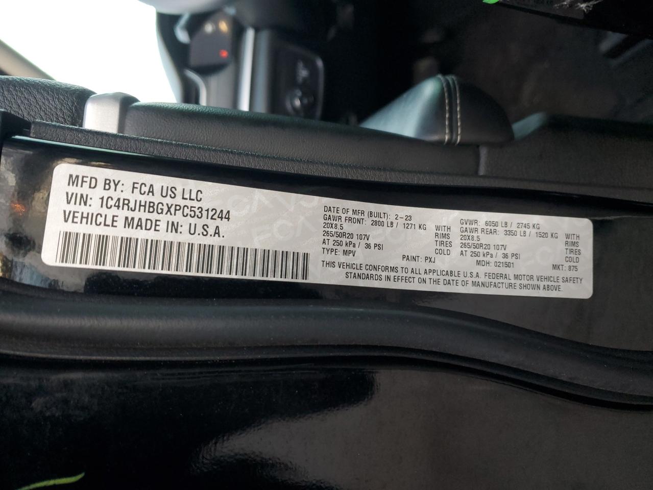 2023 JEEP GRAND CHEROKEE LIMITED VIN:1C4RJHBGXPC531244