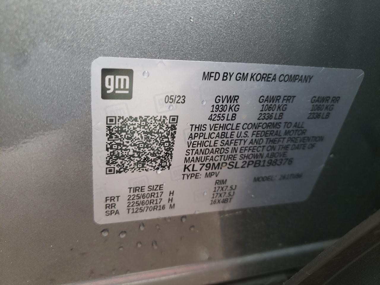 2023 CHEVROLET TRAILBLAZER LT VIN:KL79MPSL2PB198376