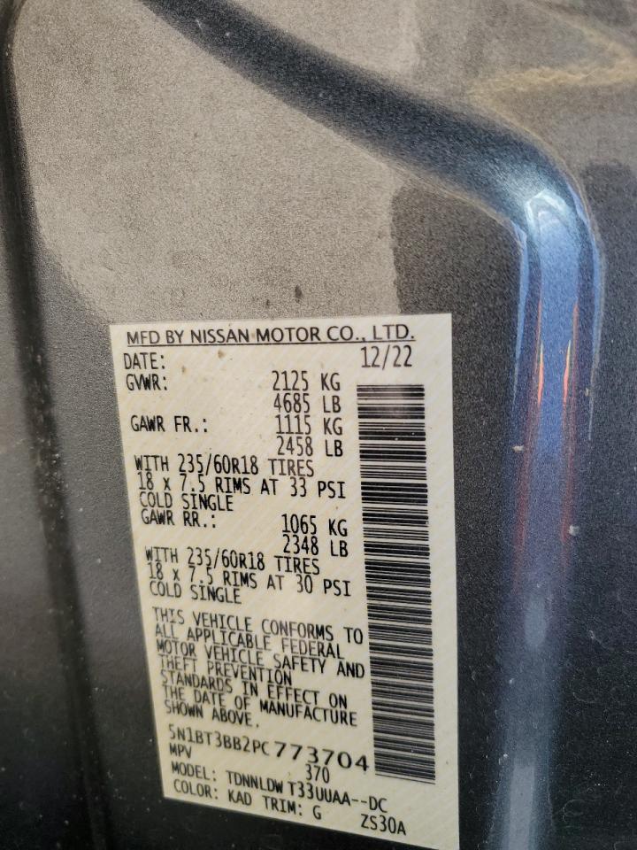 2023 NISSAN ROGUE SV VIN:5N1BT3BB2PC773704