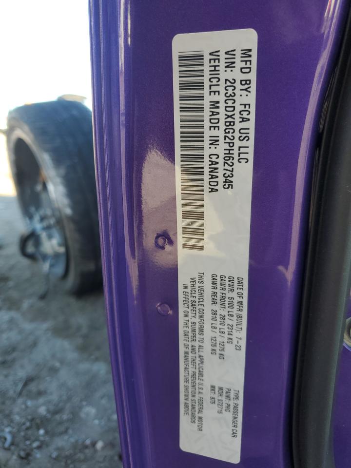 2023 DODGE CHARGER SXT VIN:2C3CDXBG2PH627345