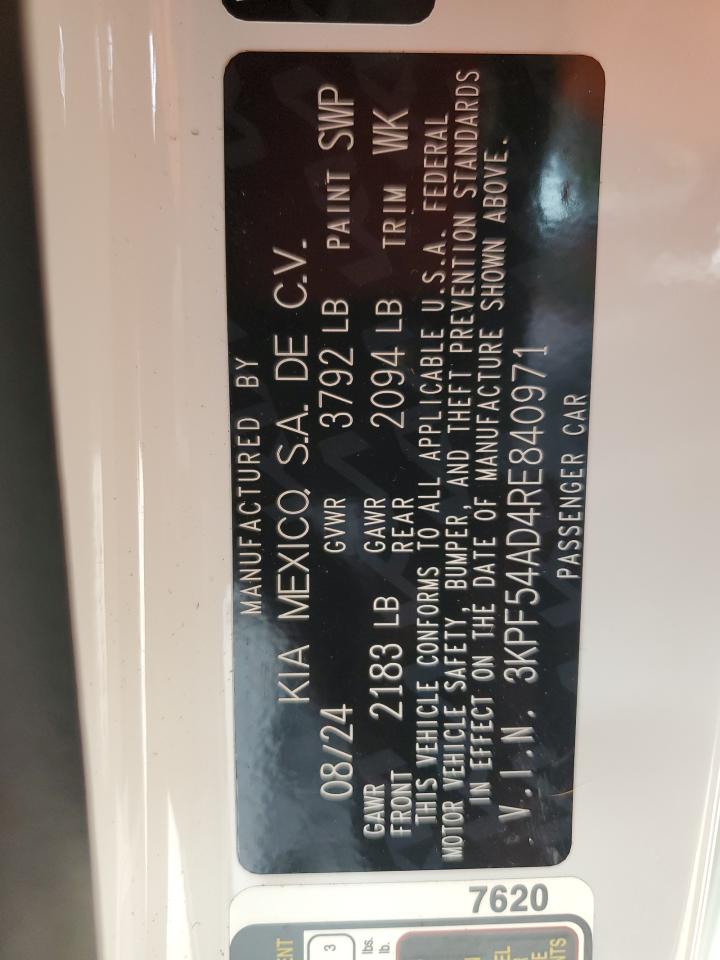 2024 KIA FORTE GT LINE VIN:3KPF54AD4RE840971