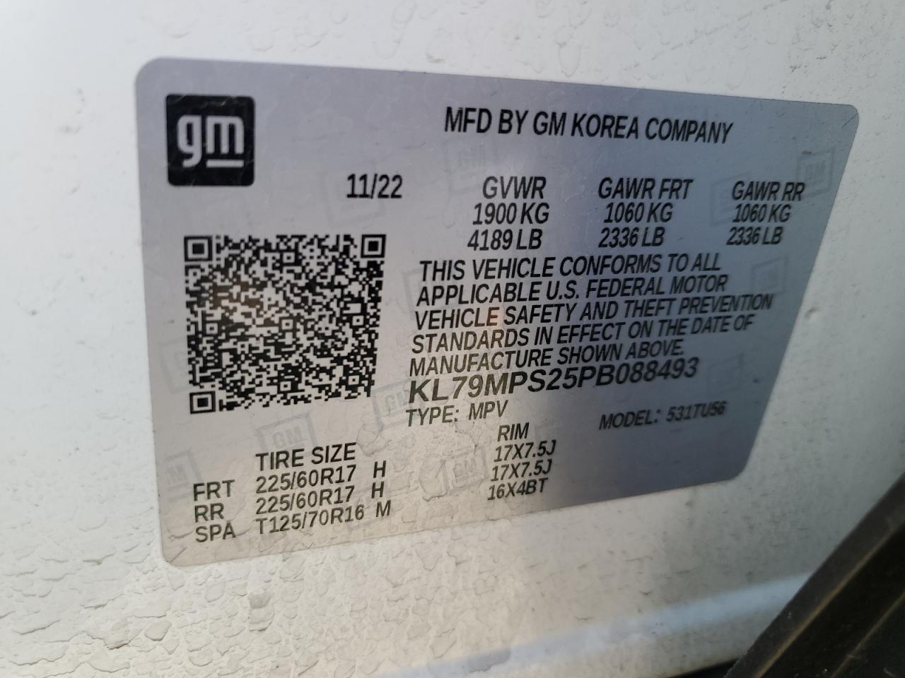 2023 CHEVROLET TRAILBLAZER LT VIN:KL79MPS25PB088493