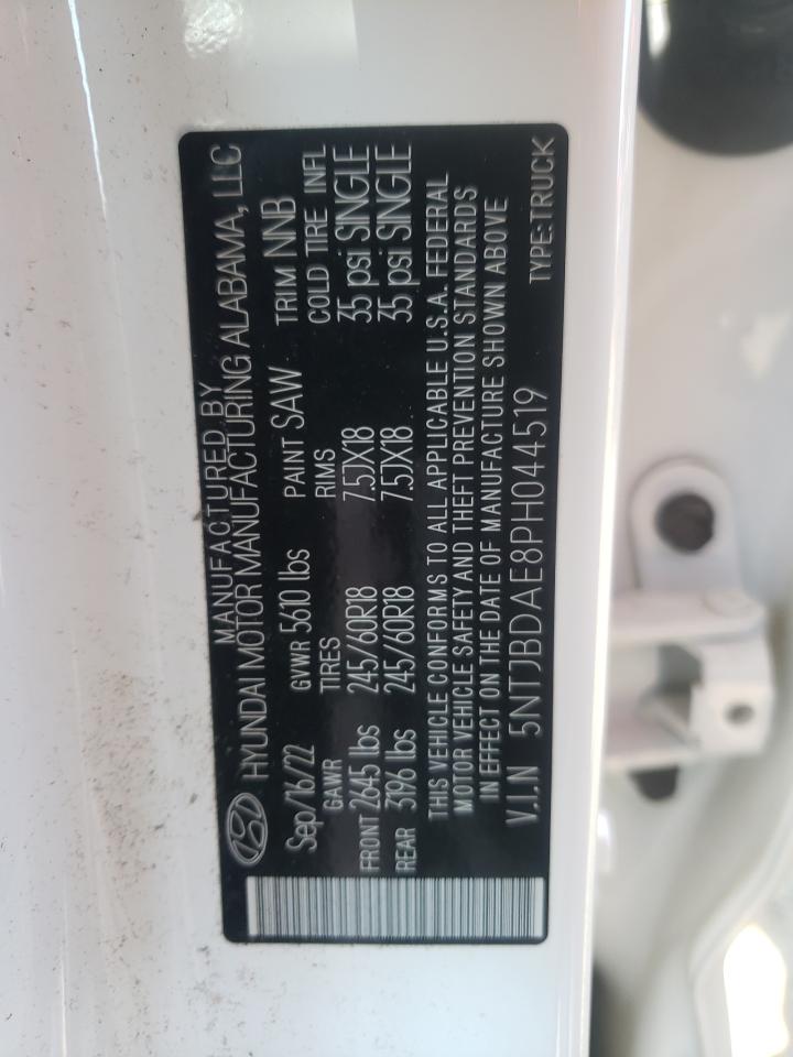 2023 HYUNDAI SANTA CRUZ SEL VIN:5NTJBDAE8PH044519