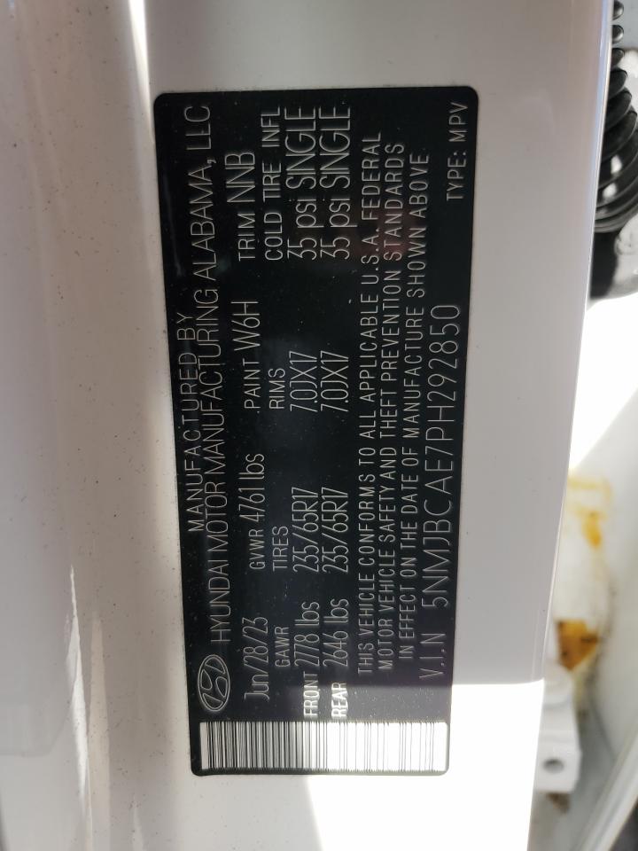 2023 HYUNDAI TUCSON SEL VIN:5NMJBCAE7PH292850