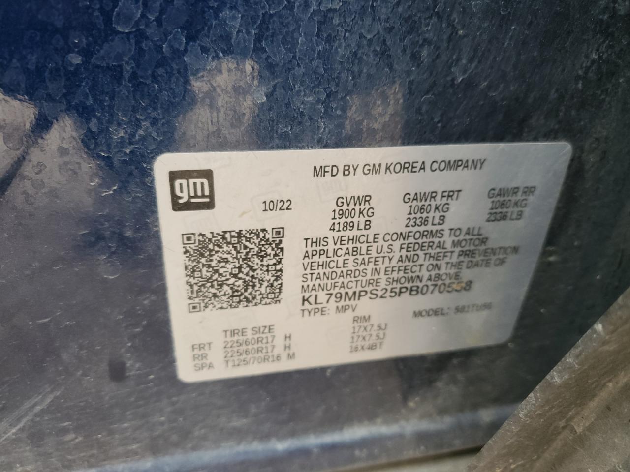 2023 CHEVROLET TRAILBLAZER LT VIN:KL79MPS25PB070558