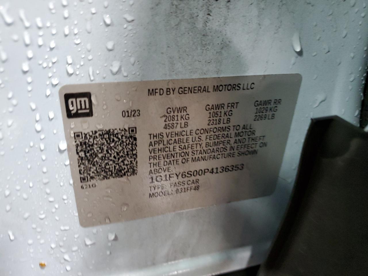 2023 CHEVROLET BOLT EUV LT VIN:1G1FY6S00P4136353