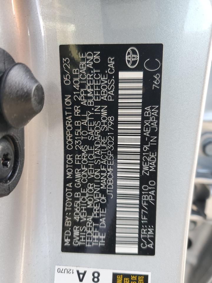 2023 TOYOTA COROLLA LE VIN:JTDBCMFE5P3021798