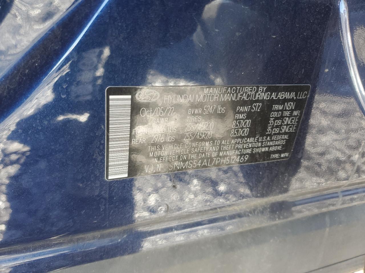 2023 HYUNDAI SANTA FE CALLIGRAPHY VIN:5NMS54AL7PH512469