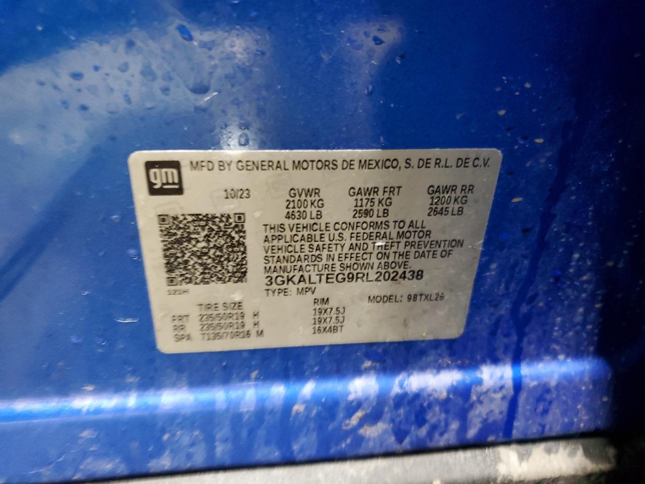 2024 GMC TERRAIN SLE VIN:3GKALTEG9RL202438