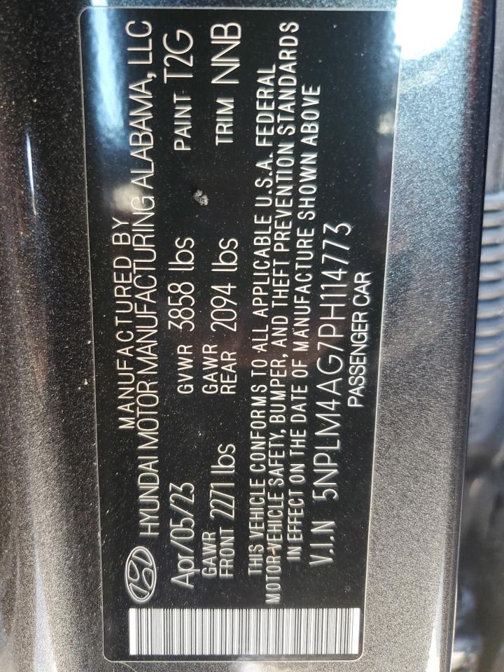 2023 HYUNDAI ELANTRA SEL VIN:5NPLM4AG7PH114773