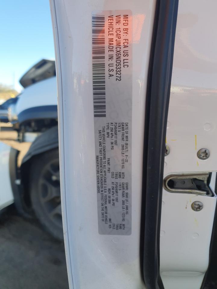 2022 JEEP CHEROKEE LATITUDE VIN:1C4PJMCX6ND533272