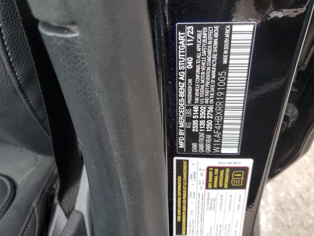 2024 MERCEDES-BENZ C 300 4MATIC VIN:W1KAF4HBXRR191005