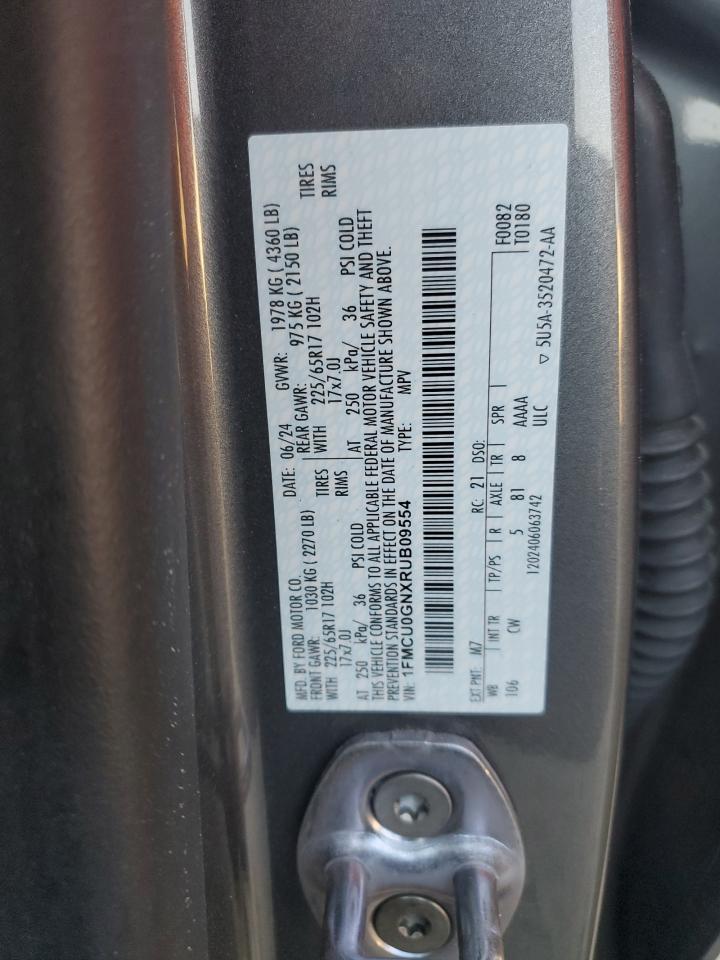 2024 FORD ESCAPE ACTIVE VIN:1FMCU0GNXRUB09554