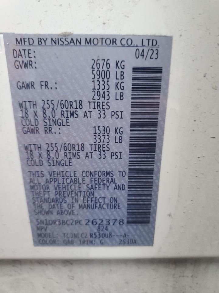 2023 NISSAN PATHFINDER SV VIN:5N1DR3BC2PC262378