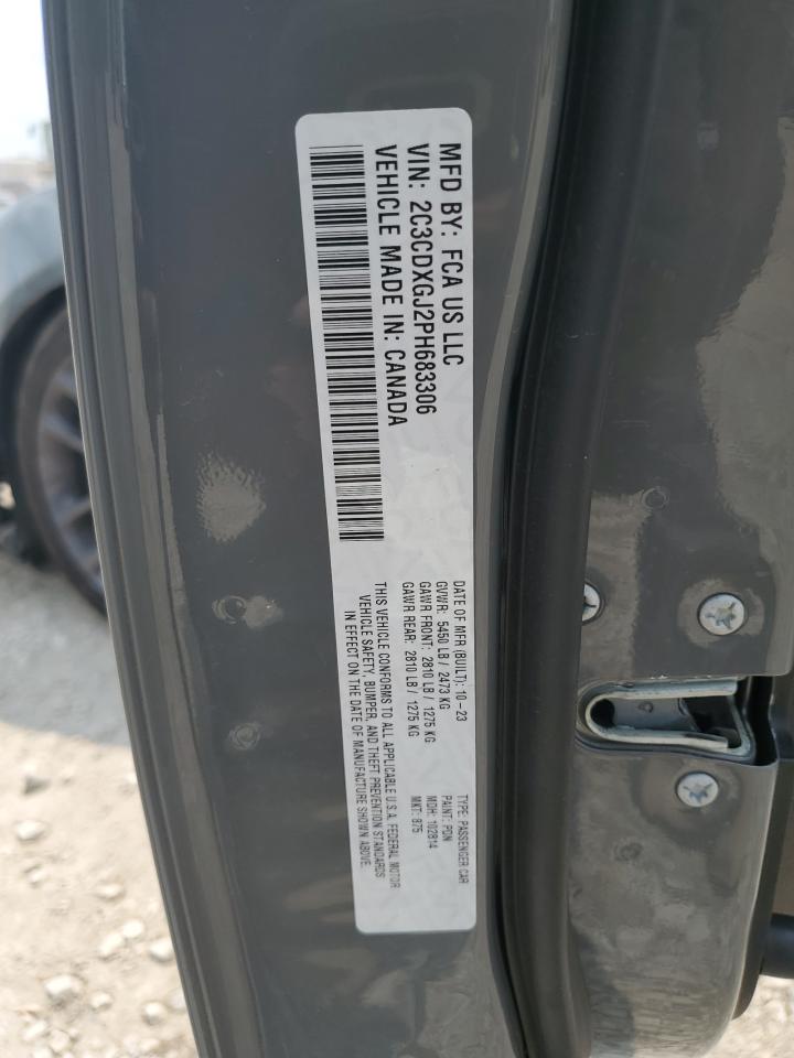 2023 DODGE CHARGER SCAT PACK VIN:2C3CDXGJ2PH683306