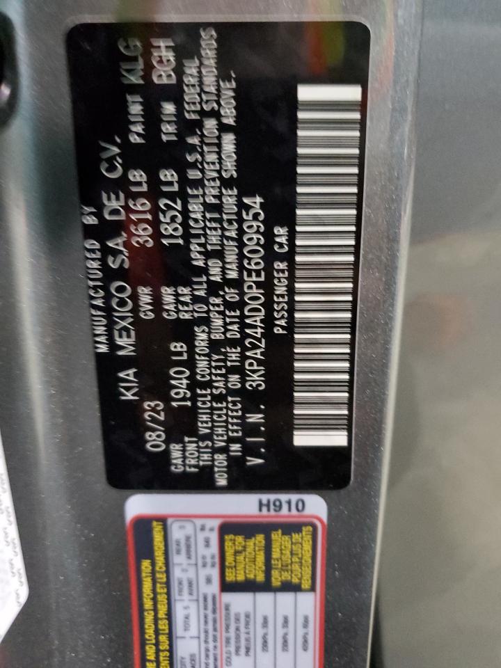 2023 KIA RIO LX VIN:3KPA24AD0PE609954