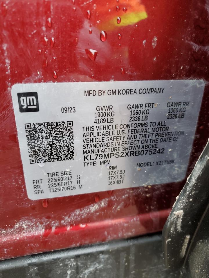 2024 CHEVROLET TRAILBLAZER LT VIN:KL79MPS2XRB075242