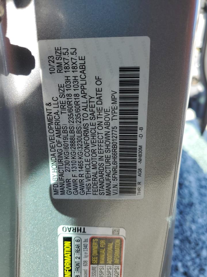 2024 HONDA ODYSSEY EXL VIN:5FNRL6H66RB012775