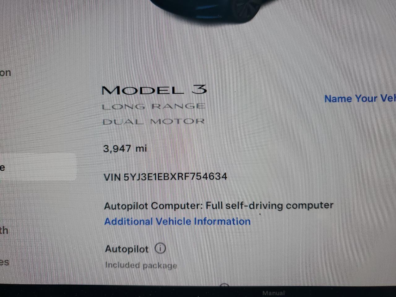 2024 TESLA MODEL 3  VIN:5YJ3E1EBXRF754634