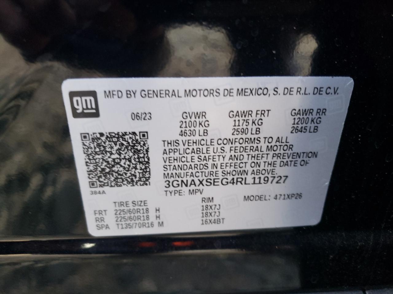 2024 CHEVROLET EQUINOX LS VIN:3GNAXSEG4RL119727