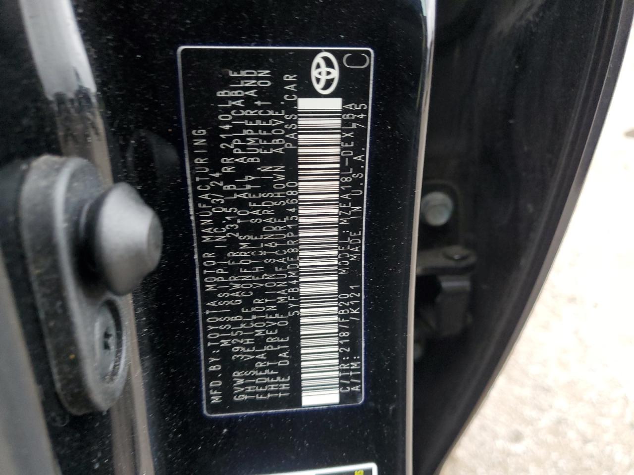 2024 TOYOTA COROLLA LE VIN:5YFB4MDE8RP154680