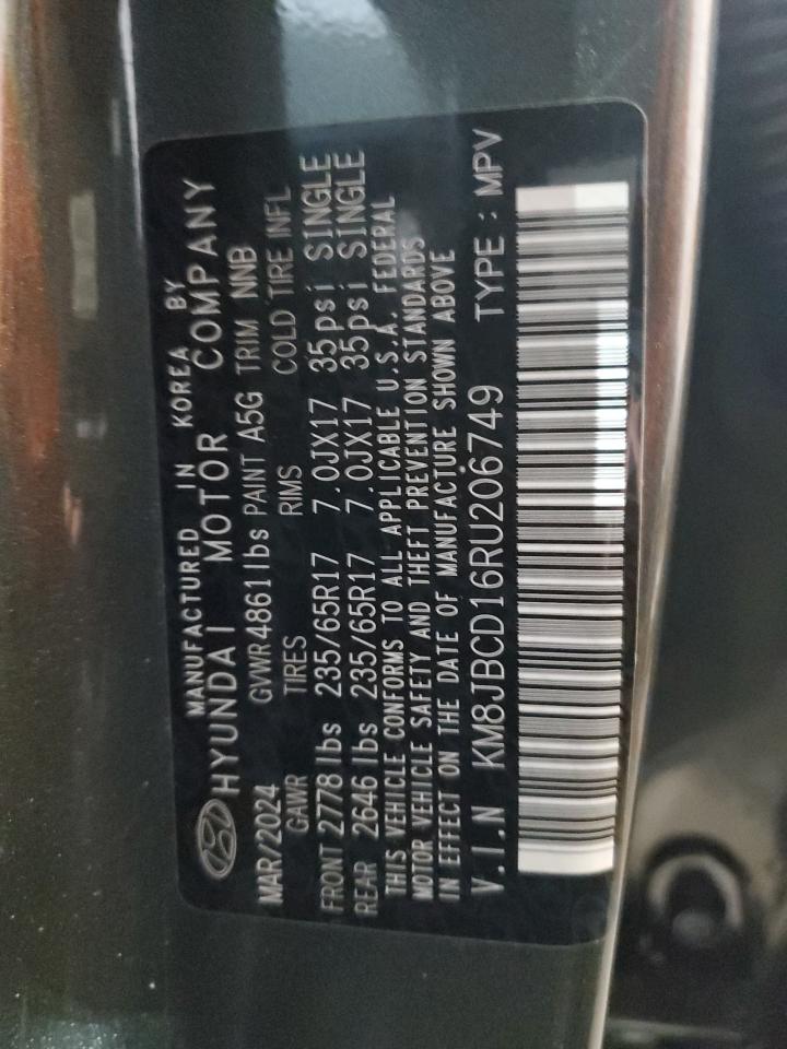 2024 HYUNDAI TUCSON BLUE VIN:KM8JBCD16RU206749