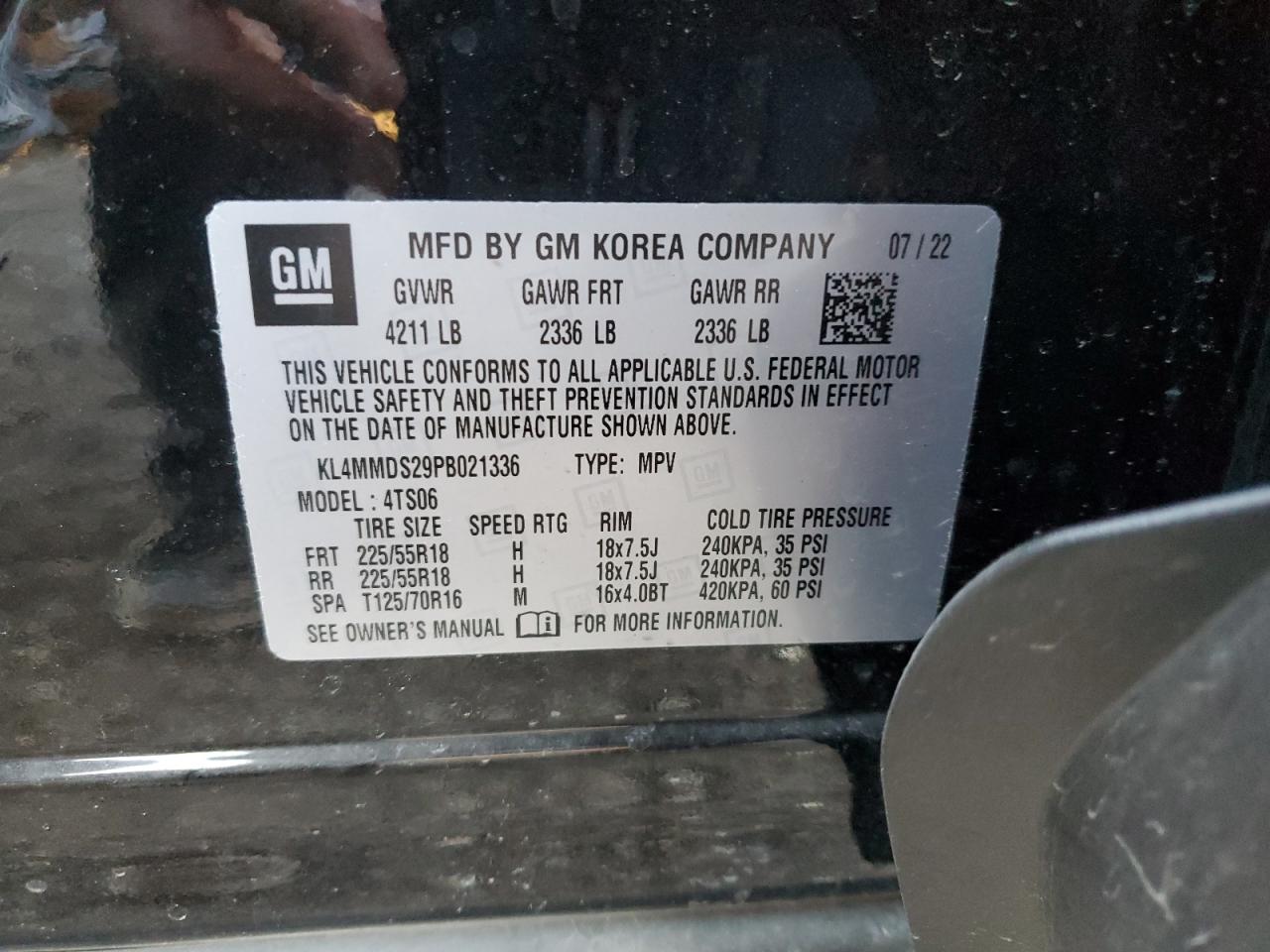 2023 BUICK ENCORE GX SELECT VIN:KL4MMDS29PB021336