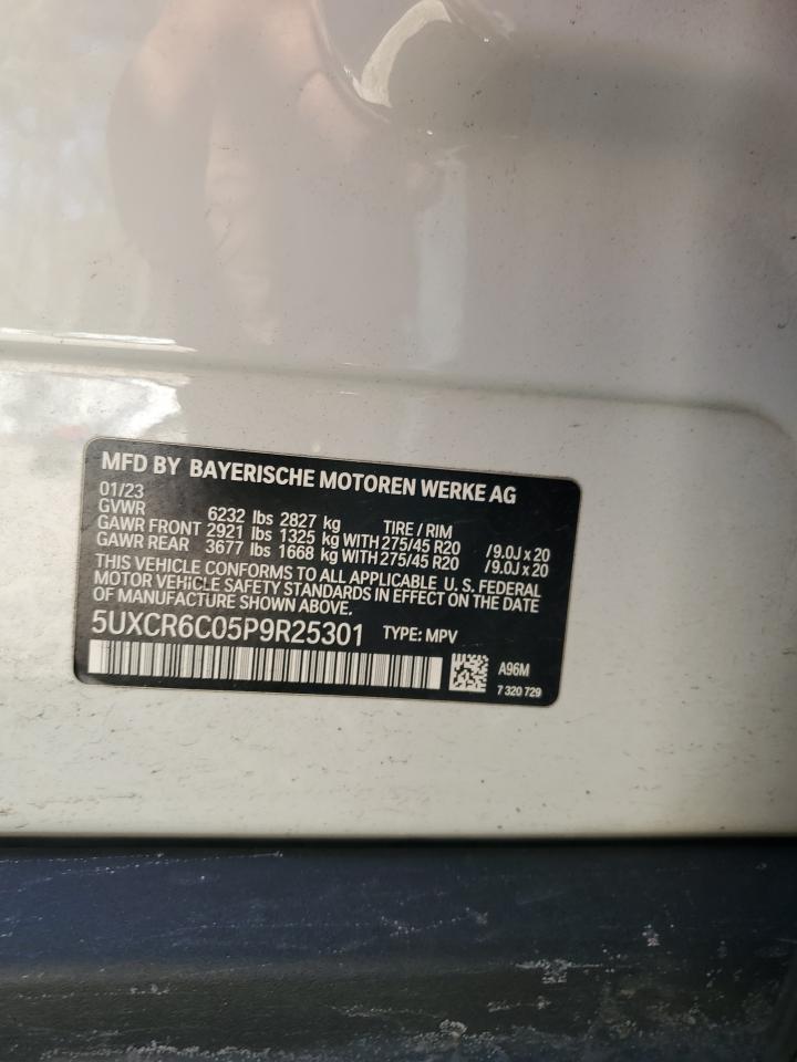 2023 BMW X5 XDRIVE40I VIN:5UXCR6C05P9R25301