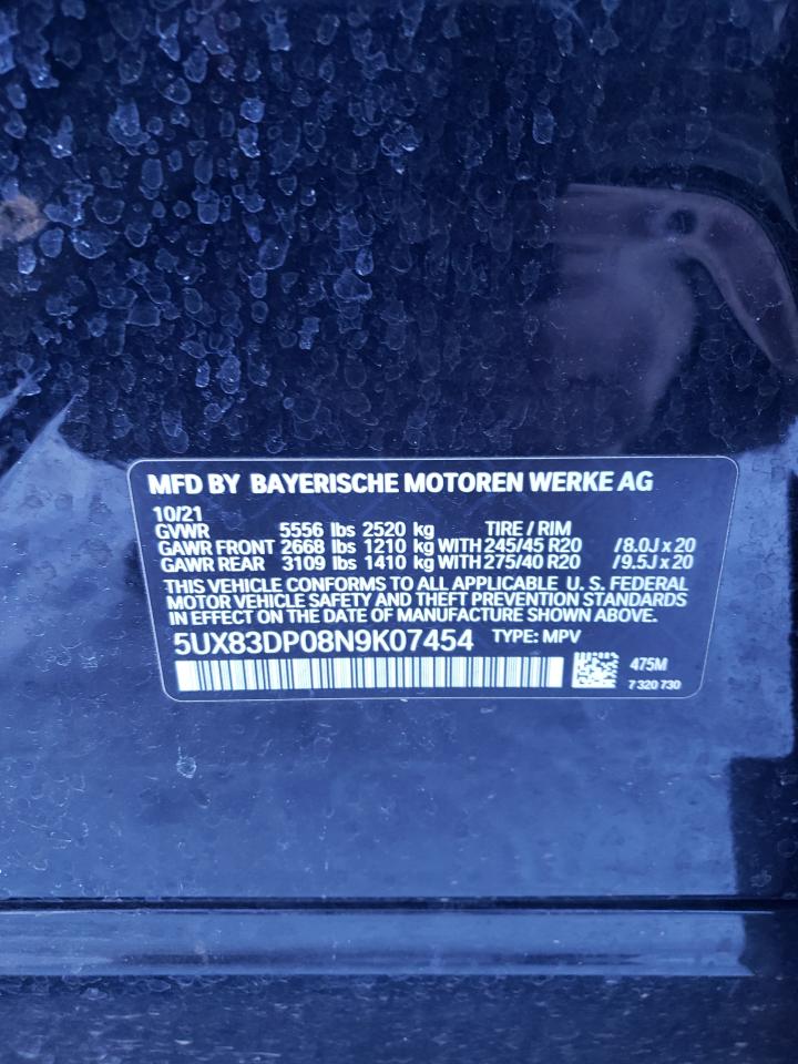 2022 BMW X3 M40I VIN:5UX83DP08N9K07454