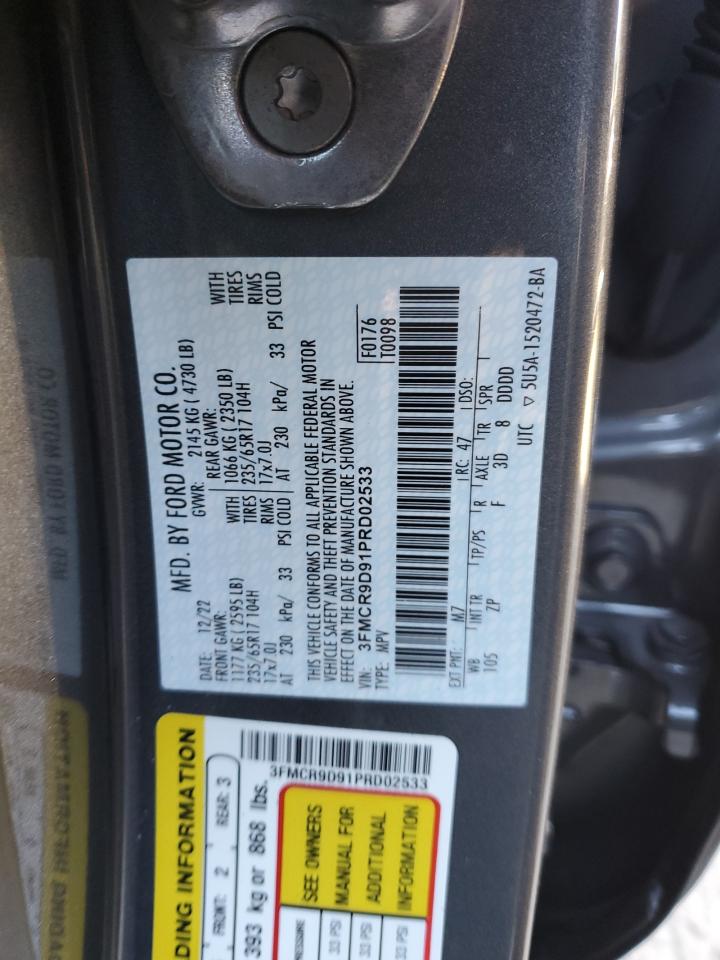 2023 FORD BRONCO SPORT BADLANDS VIN:3FMCR9D91PRD02533
