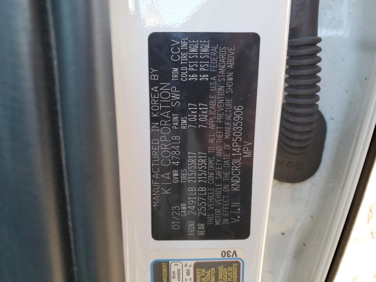 2023 KIA NIRO WIND VIN:KNDCR3L14P5035906