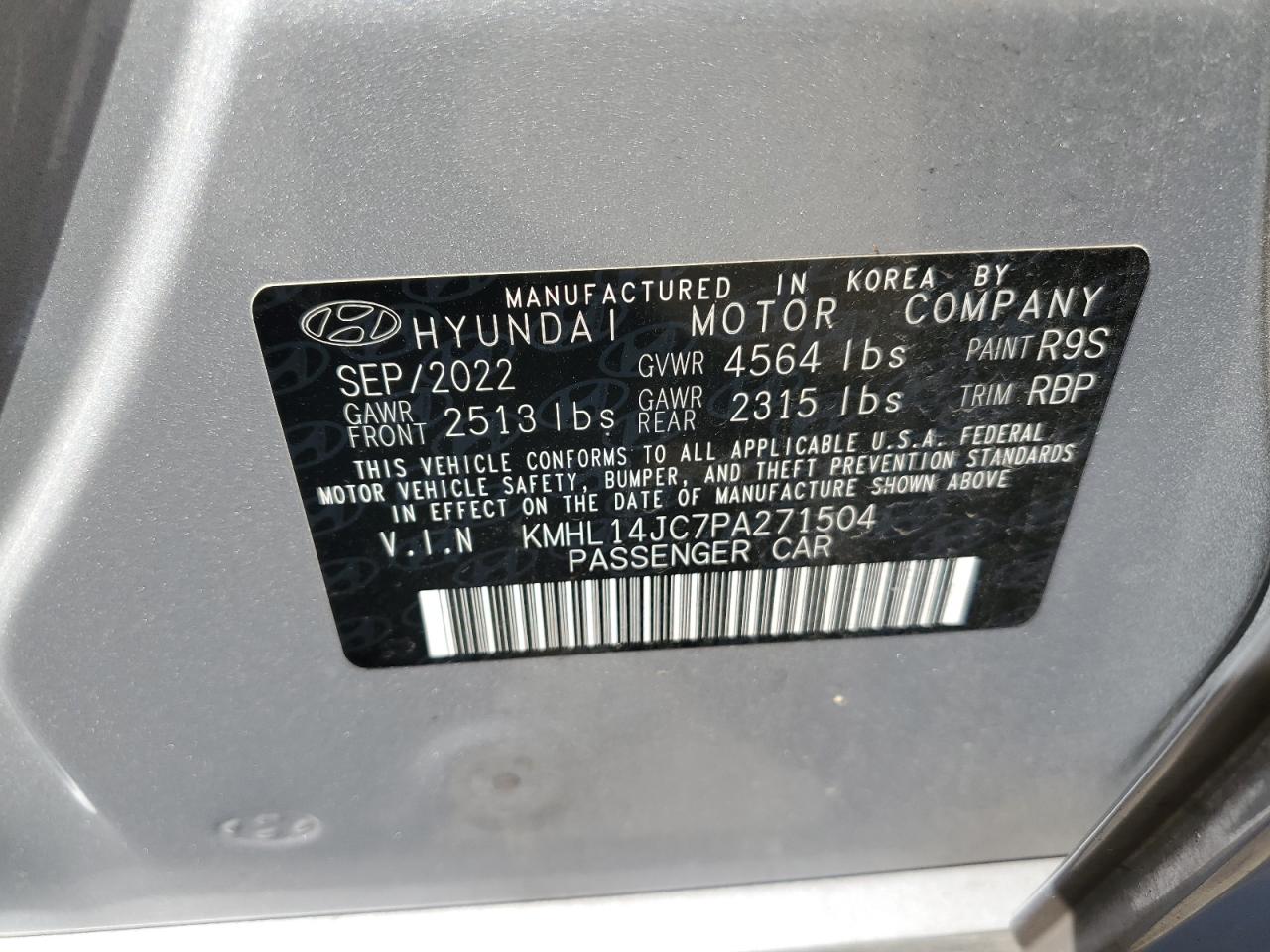 2023 HYUNDAI SONATA N LINE VIN:KMHL14JC7PA271504