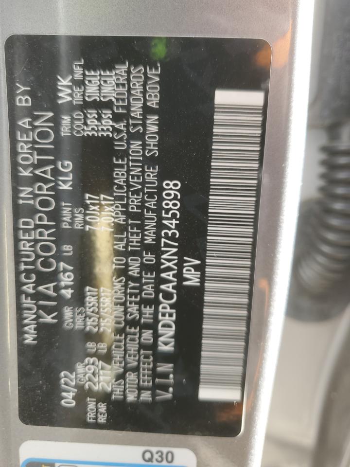 2022 KIA SELTOS LX VIN:KNDEPCAAXN7345898