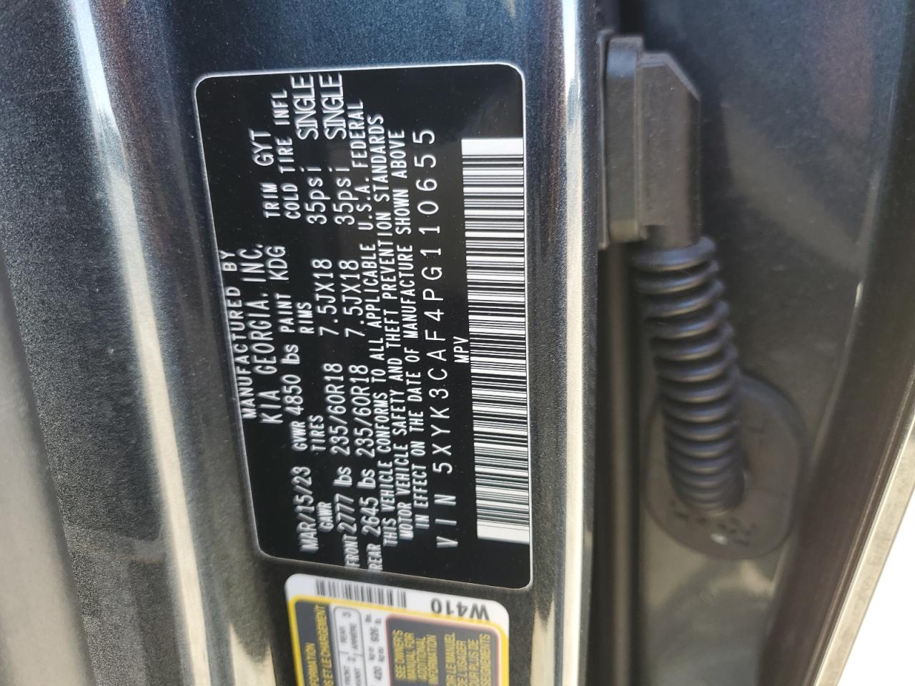2023 KIA SPORTAGE EX VIN:5XYK3CAF4PG110655