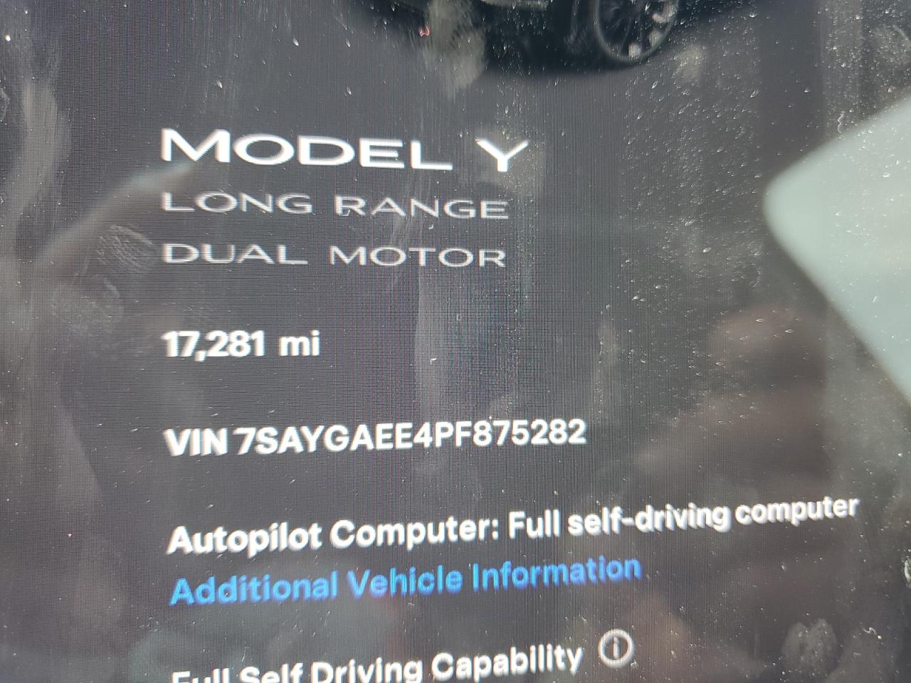 2023 TESLA MODEL Y  VIN:7SAYGAEE4PF875282